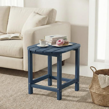 Outdoor Adirondack Side Table for Patio Porch Pool, 18" HDPE Weather Resistant End Table for Backyard and Indoor Use, Easy Maintenance & Indoor Outdoor Durable Construction(Navy Blue)