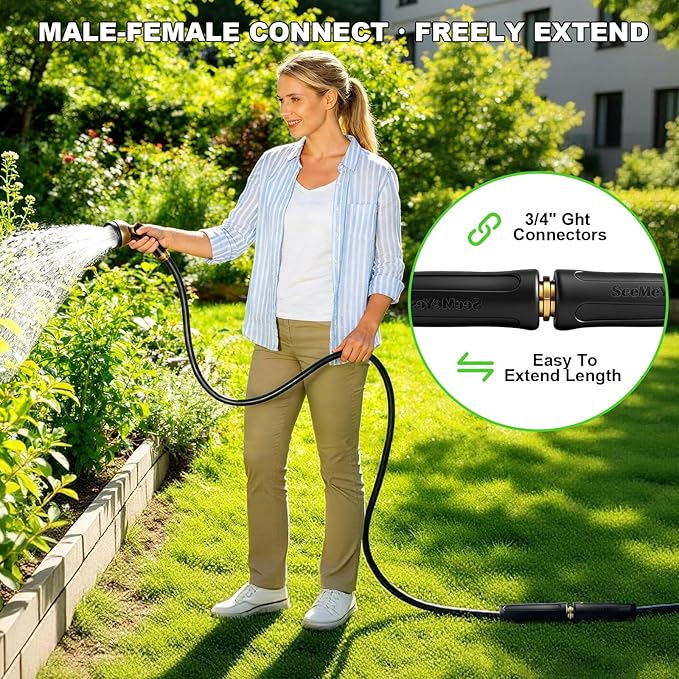 100FT Garden Hose, 2026 New Upgraded Fabric Thickened Non-Expanding Water Hose, Ultra Lightweight & Flexible, Burst-Resistant, Kink-Free Hose 700 PSI for Outside, RV, Yard, 3/4GHT, Black-Gray