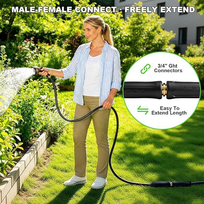 25FT Garden Hose, 2026 New Upgraded Fabric Thickened Non-Expanding Water Hose, Ultra Lightweight & Flexible, Burst-Resistant, Kink-Free Hose 700 PSI for Outside, RV, Yard, 3/4GHT, Black-Gray