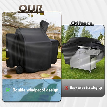 Utheer Grill Cover for Green Mountain Daniel Boone Prime WiFi Grills and Green Mountain Grill Ledge Model, Heavy Duty 600D Waterproof Fabric Grill Cover for GMG DB Prime WiFi, Black