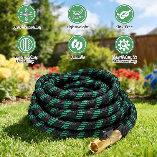 50 FT Non-Expanding Garden Hose, 2026 New Upgrated Non-Expandable Garden Water Hose - Ultra-Light & Flexible Burst-Resistant, Kink-Free Garden Hoses, All-Weather Use for Lawns, Gardens,Outdoor