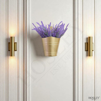 Hosley Set of 2 Gold Wall Planter with PVC Linner 6.25" L x 4" W x 10" H, Ideal Gift for Floral Arrangements Wedding Home Office Party DIY Indoor Outdoor Garden Patio