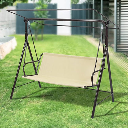 Outdoor Porch Swing Seat Cover Replacement,600D Thickened Oxford Waterproof Swing Replacement Cushion Fabric Covers for 3-Seater Patio Garden Yard Chair Bench (Beige,45.3 x 18.9 x 18.9 Inches)