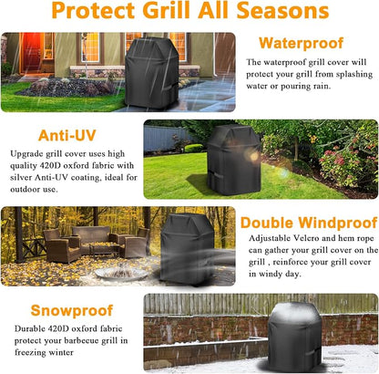 Aoretic Grill Cover, 40 inch BBQ Gas Grill Cover for Outdoor Grill, Charbroil Grill Cover Barbecue Waterproof, Anti-UV for Weber Char-Broil Monument, Dyna-glo Nexgrill Spun Polyester