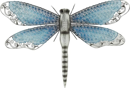 Deco 79 Metal Dragonfly Home Wall Decor Indoor Outdoor Wall Sculpture, Wall Art 25" x 1" x 16", Blue