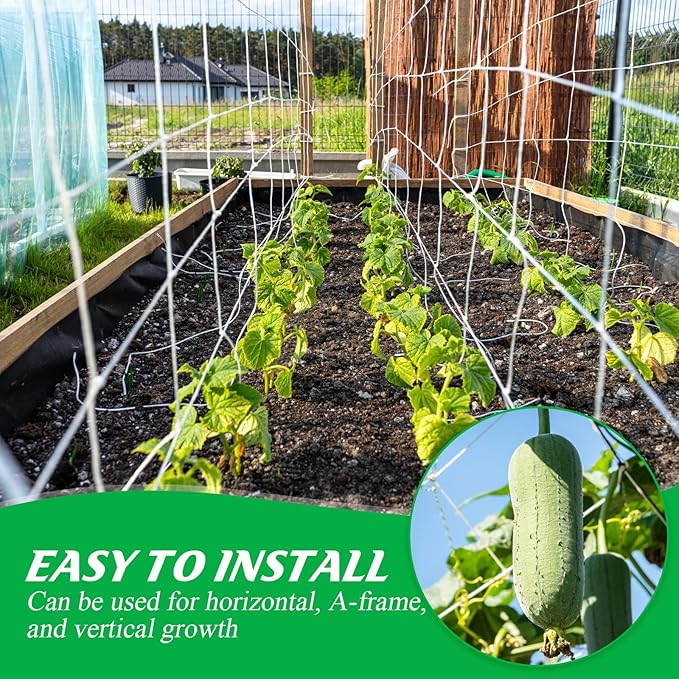 Berlune 5 x 700 ft Trellis Netting Roll Soft Mesh Nylon Heavy Duty Garden Trellis Netting Bulk for Climbing Plants, Grape Racks, Growing Support Bean, Pea, Tomatoes