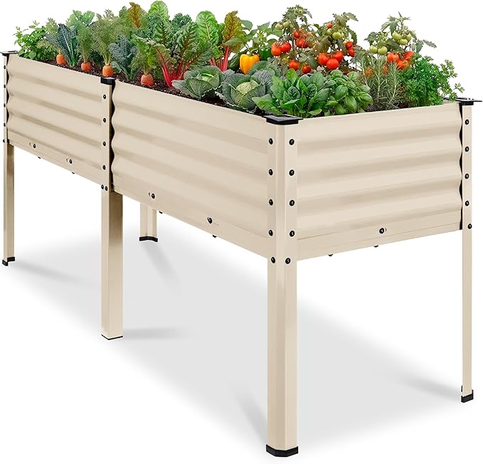 Best Choice Products 72x24x30in Non Toxic Galvanized Raised Garden Bed, Metal Elevated Planter Box, Vegetable Garden, 100% Non Toxic Materials - Beige
