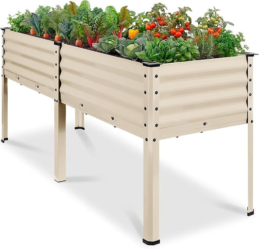 Best Choice Products 72x24x30in Non Toxic Galvanized Raised Garden Bed, Metal Elevated Planter Box, Vegetable Garden, 100% Non Toxic Materials - Beige