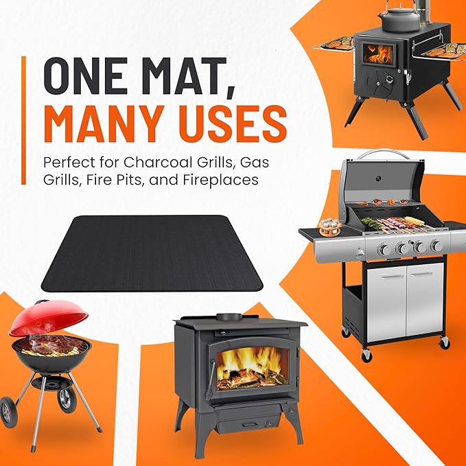 Under Grill Mats for Outdoor Grill (48 x 30 inch) Double-Sided Mat for Under Fire Pit Mat the Perfect Grill Matt for Outdoor Grill Deck Protector and BBQ Matt for Under Grill Mat for Deck