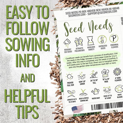 Seed Needs White Swan Coneflower Seeds to Plant Echinacea Flowers 2 Packs