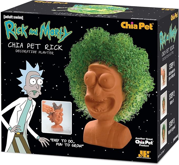 Chia Pet Rick & Morty - Rick with Seed Pack, Decorative Pottery Planter, Easy to Do and Fun to Grow, Novelty Gift, Perfect for Any Occasion