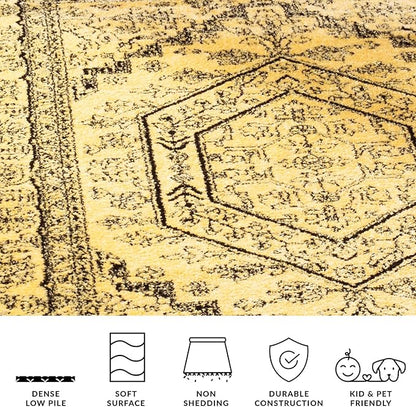 SAFAVIEH Adirondack Collection Runner Rug - 2'6" x 6', Gold & Black, Oriental Medallion Design, Non-Shedding & Easy Care, Ideal for High Traffic Areas in Living Room, Bedroom (ADR108H)