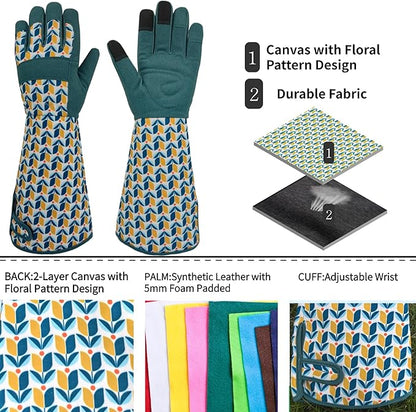 Long Gardening Garden Gloves,Thorn-proof&Puncture Resistance Rose Cactus Gauntlet Glove for Gardener,Gifts