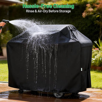 Grill Cover for Outdoor Grill 65 Inch, Arborlily Heavy Duty Waterproof Gas BBQ Grill Cover for Weber, Char-Broil, Nexgrill, Windproof BBQ Barbecue Cover with Straps/Air Vents & Handles, Black