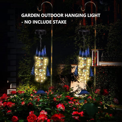 HONGLAND Patio Deals Solar Lanterns Outdoor Waterproof, Fish Lantern Lights, Metal Hanging Garden Decor for Patio & Yard, Gifts for Fishermen, Warm White LED Home Decoration