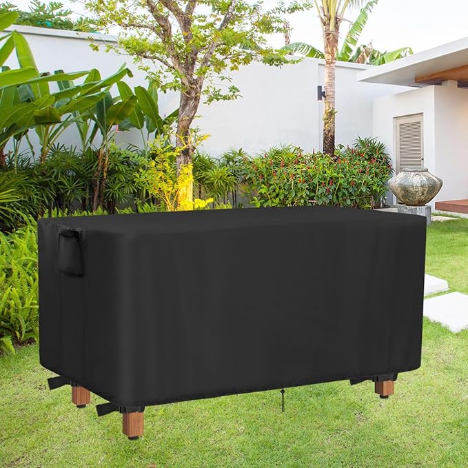 Outdoor Bench Cover, 48inch Waterproof Backless Bench Cover Rectangle for Patio Teak Bench Farmhouse, Black-48"L x 20"W x 18"H
