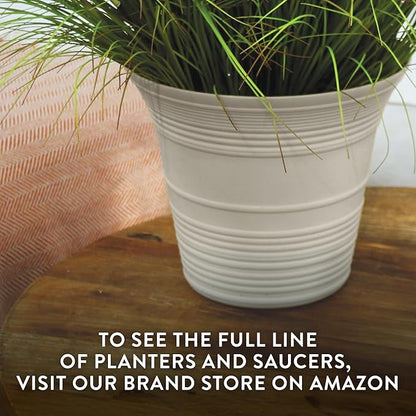 The HC Companies Sedona Round Self-Watering Pot - Lightweight Self Care Planter - Plastic Planter for Herbs & More - Durable Plant Pots for Indoor Plants & Outdoor Plants (12" Warm Gray, Pack of 1)