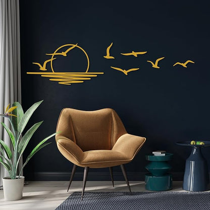 Sunrise Metal Wall Art, Sunset Metal Wall Decor for Living Room, Sunshine Line Art Home Decor Outdoor Indoor, Sun Design Modern Artwork for Walls, Abstract Sunset Wall Decor, Housewarming Gifts
