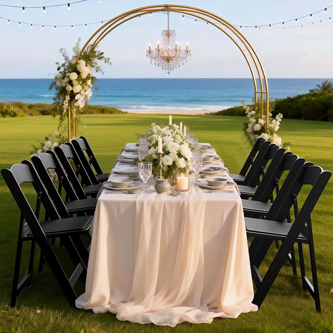 Nazhura Garden and Patio Folding Chair Set of 4 for Events and Wedding, Lightweight with Padded Seat, Water-Proof, Double Braced Frame, Non-Slip Feet, 900LB Capacity (Black)