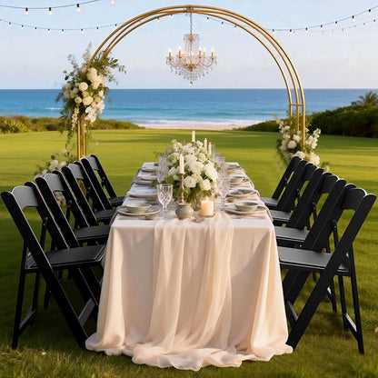 Nazhura Garden and Patio Folding Chair Set of 4 for Events and Wedding, Lightweight with Padded Seat, Water-Proof, Double Braced Frame, Non-Slip Feet, 900LB Capacity (Black)