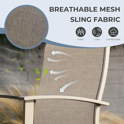 Grand patio Outdoor Swivel Bar Stools with Armrests Backs, 24" Height Patio Chairs for Porch Deck, Set of 4, Outdoor Sling Fabric (Coffee, 4PC)