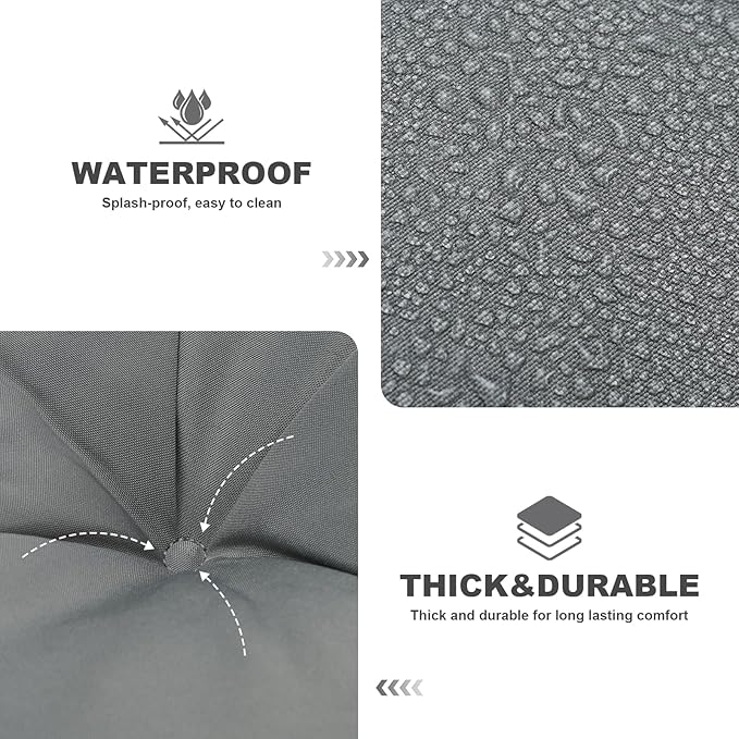 Porch Swing Cushions,Outdoor Cushions 3 Seater Replacement with Backrest, Waterproof Thickened Bench Cushion with Ties for Porch, Patio,Outdoor, Backyard and Garden (Light Gray 60 * 40 in)