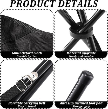 2PCS Portable Folding Camping Stool,Travel Outdoor Tripod Seat,Black Folding Camping Chairs for Camping Party Picnic Beach Garden Lawn Walking Hiking