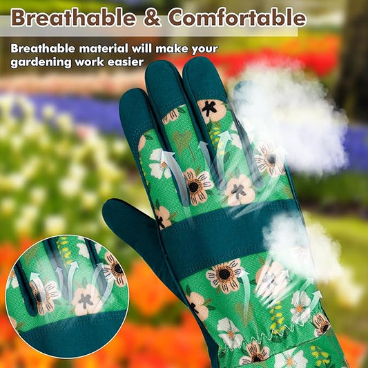 Long Gardening Gloves for Women Thorn Proof Leather Garden Gloves Breathable Working Gloves for Women Yard Outdoor