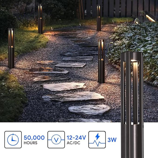 Energetic Low Voltage Landscape Lighting, IP65 Waterproof LED Pathway Lighting, Aluminum Outdoor Landscape Path Lights for Garden, 12-24V AC/DC Walkway Lights, 3000K Warm White, Bronze, 4 Pack