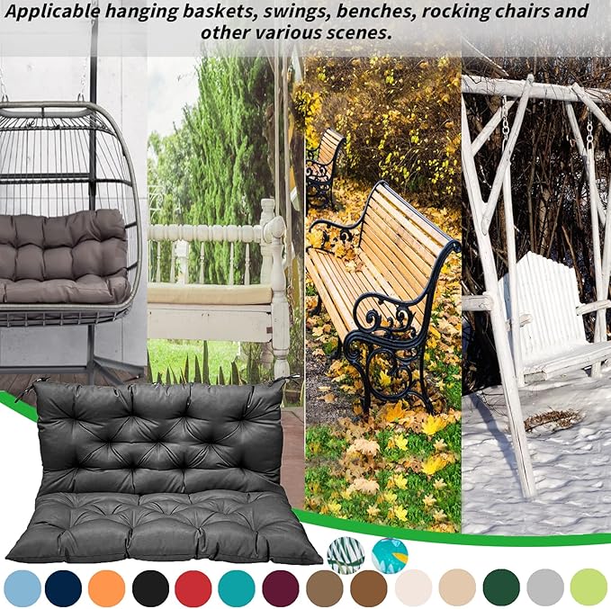 Replacement Cushions for Swing, Swing Cushions 3 Seater Replacement, Waterproof Thicken Washable Pad Cushion for Outdoor Indoor Furniture Swing Patio (Gray01, 40x60 inch)