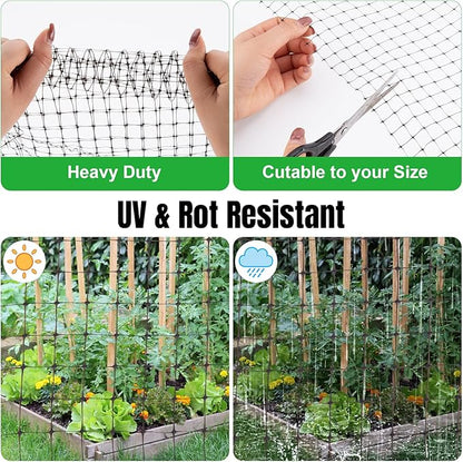 NONMON Bird Netting 5 x 100 FT Heavy Duty Garden Netting Deer Fence Netting Pest Barrier for Protect Fruit Trees, Plants and Vegetables Against Birds, Deer, Squirrels, Black