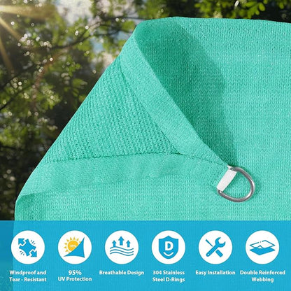 Amagenix Sun Shade Sail 6'X6' Curved Edge Outdoor Shade Canopy Turquoise Breathable 95% UV Block Shade Cloth for Patio Garden Backyard (We Make Custom Size)