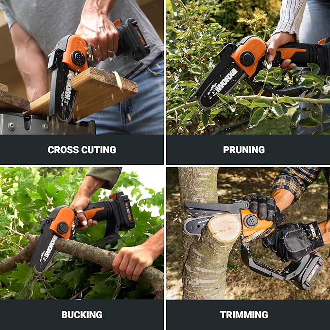 WORX WG324.9 20V Power Share 5” Cordless Pruning Saw, Bare Tool Only, Black and Orange