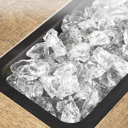 GASPRO 10 lbs Fire Glass for Propane Fire Pit, 1/2-Inch Decorative Firepit Glass Rock for Gas Fireplace, Ice Clear