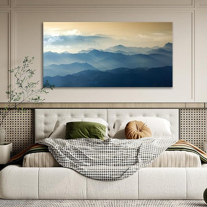 JLXART Large Wall Art Misty Mountain Landscape Canvas Prints Wall Decor Living Room Bedroom Natural Scenery Office Decor Pictures 20"X40"