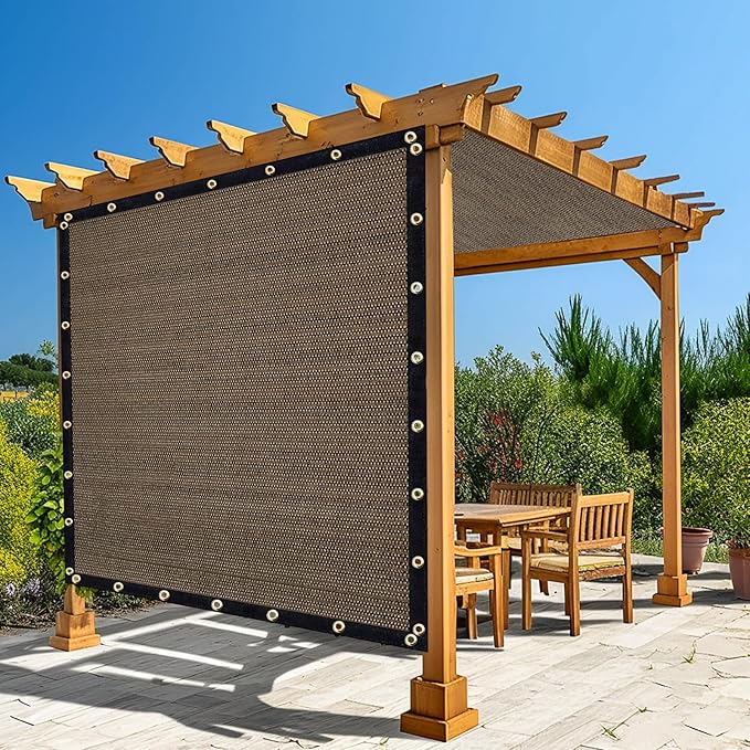 Amagenix 90% Shade Fabric 21'X 24' Mocha Sun Shade Cloth with Grommets for Pergola Replacement Shade Cover Canopy, Heavy Duty, Cable Zip Ties Included (We Customized)