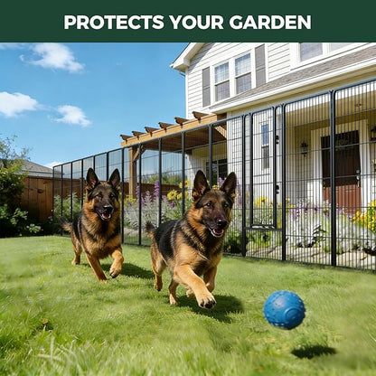 FXW Garden Fence Outdoor for the Yard – 45in(H) x 36.4ft(L) Heavy Duty Metal Animal Barrier for Dog, No Dig Decorative Dog Fence, 16 Panels, Black