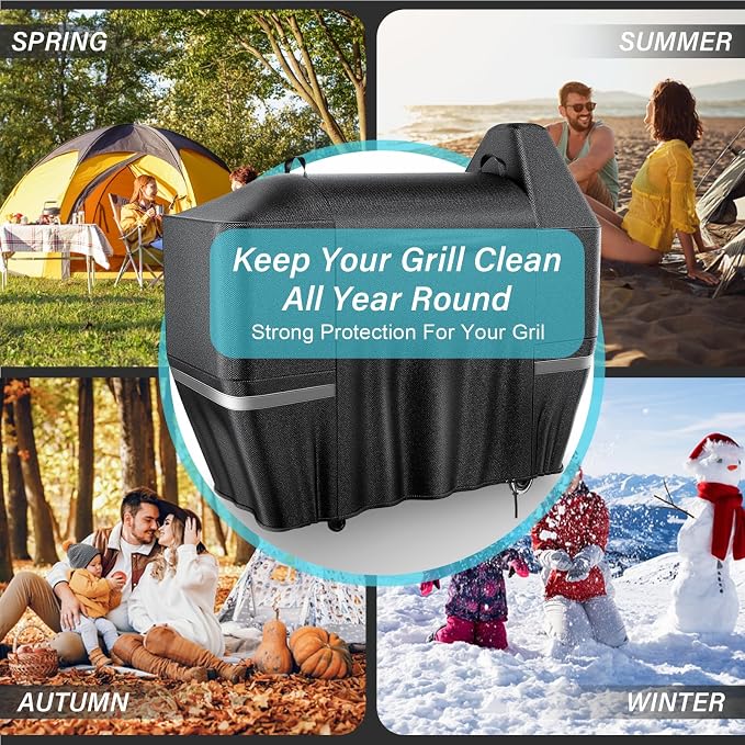 Utheer Grill Cover for Pit Boss Austin XL/Rancher XL, Z Grill 1000, 1100, 1100 Pro, 1000S, 1000SC, 1000Sq, 1000SC2, 1150 1500 Series Wood Pellet Grill, 600D Heavy Duty Waterproof, UV Protection Cover | 600D polyester with PVC lining for outdoor pellet ...