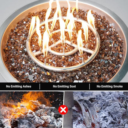 Skyflame High Luster 15-Pound Reflective Fire Glass for Fire Pit Fireplace Landscaping, 1/4-Inch Copper Reflective