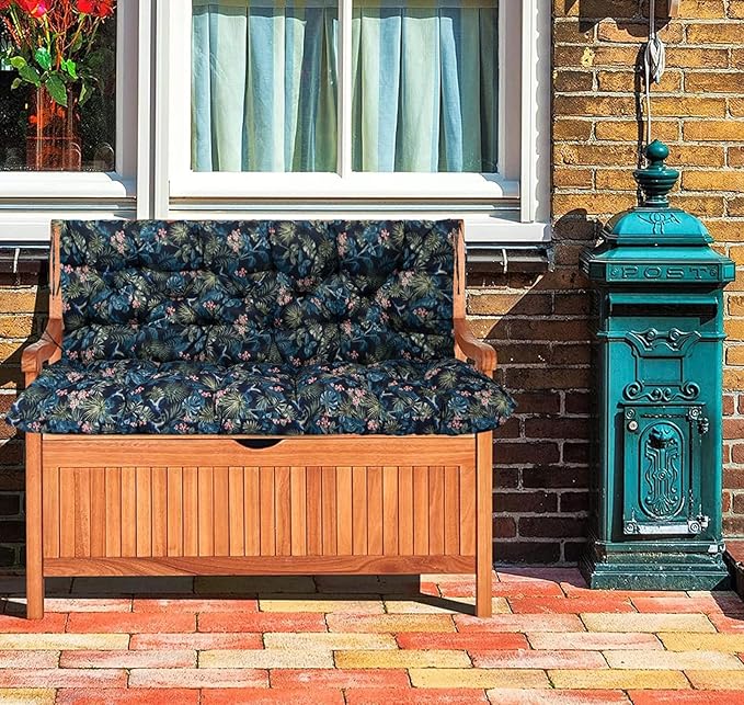 Swing Replacement Cushions with Backrest, 2 or 3 Seater Waterproof Non-Slip Overstuffed Swing Pad, Indoor/Outdoor Bench Cushion for Porch Chair Swings Garden Furniture (Hummingbird, 40 * 71 in)