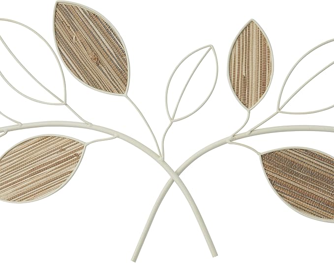 Deco 79 Metal Leaf Home Wall Decor Wall Sculpture, Wall Art 43" x 1" x 13", Brown