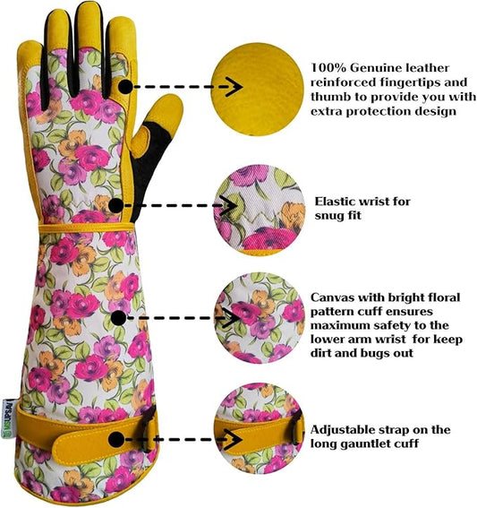 Long Gardening Garden Gloves,Thorn-proof&Puncture Resistance Rose Cactus Gauntlet Glove for Gardener,Gifts