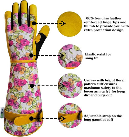 Long Gardening Garden Gloves,Thorn-proof&Puncture Resistance Rose Cactus Gauntlet Glove for Gardener,Gifts