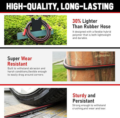 Garden Hose 25ft x 5/8", NON-EXPANDABLE Heavy Duty Premium Flexible Water Hose, No Kink, Leakproof, Lightweight Hybrid Hose with Male to Female Fittings for Household&Backyard