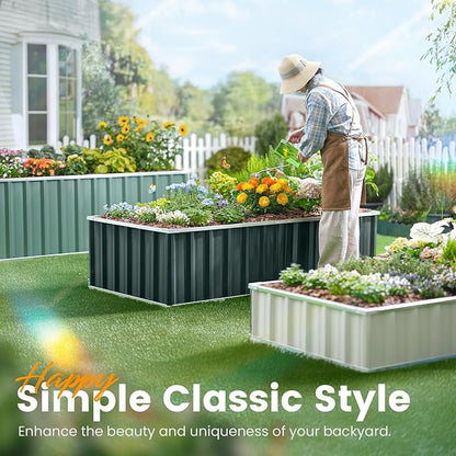 KING BIRD Raised Garden Bed 68" x 36" x 12" (2 Packs) Galvanized Steel Metal Outdoor Planter Kit Box for Vegetables, Flowers, Fruits, and Herbs Green
