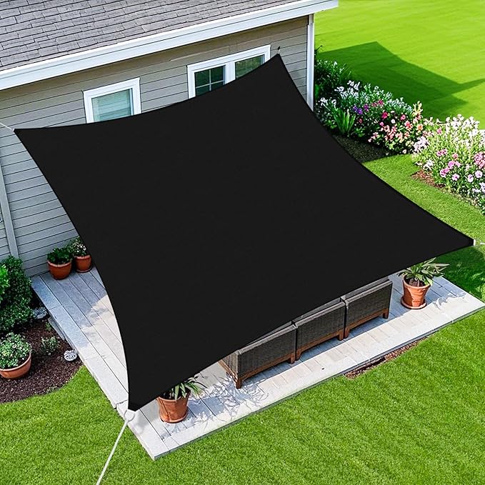Amagenix Sun Shade Sail 6'X14' Curved Edge Outdoor Shade Canopy Black Breathable 95% UV Block Shade Cloth for Patio Garden Backyard (We Make Custom Size)