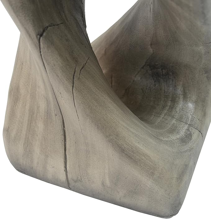 Christopher Knight Home Novi Outdoor Accent Table, Twist-Shaped MGO Sofa Side End Table, Garden Stool for Patio Balcony Beach Pool, Lightweight Concrete, Wood-Like Texture, Gray