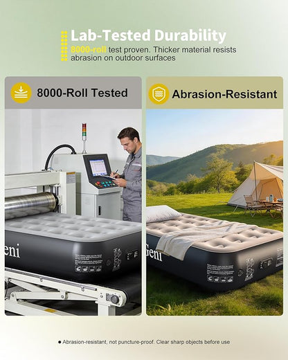 OhGeni Twin Camping Air Mattress Bed with Built in Pump, Family Choice Award Winner, 13" Raised Inflatable Blow up Mattress, Portable Foldable Bed with Upgraded Surface for Home & Outdoor, 300lbs