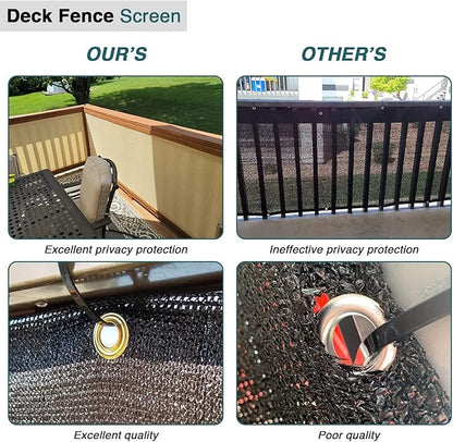 ECOOPTS 3'x50' Balcony Privacy Fence Screen with Zip Ties, Outdoor UV Protection Fence Cover for Balcony Porch Patio Deck Yard (Brown)