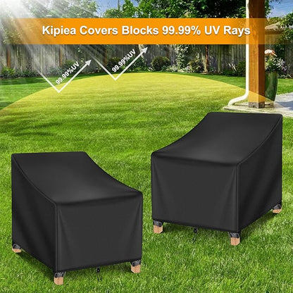 Kipiea Patio Chair Covers Waterproof Winter 2 Pack - Heavy Duty Lawn Outdoor Furniture Chair Covers with Anti UV and No Tears, No Fading (38" W x 31" D x 31" H)